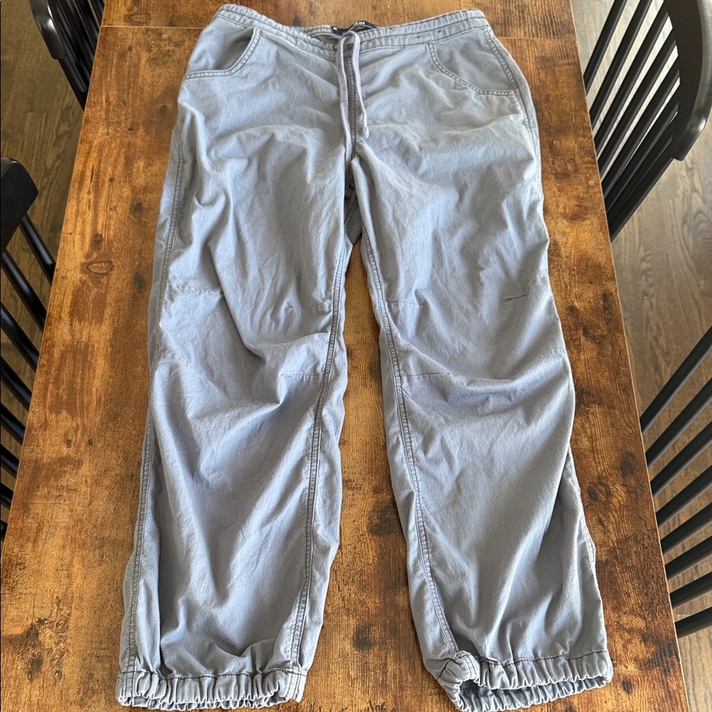 Light Gray/Blue Elastic Hem Casual Pants